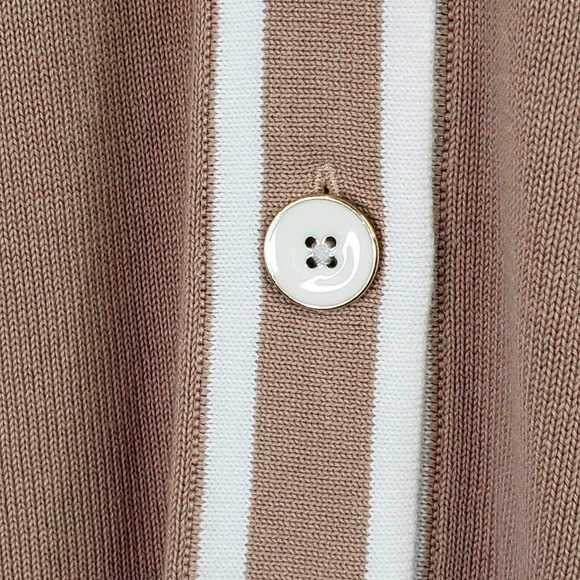 Talbots Button Up Cardigan Sweater Womens Size M Tennis Camel Tan Neutral - Picture 5 of 9